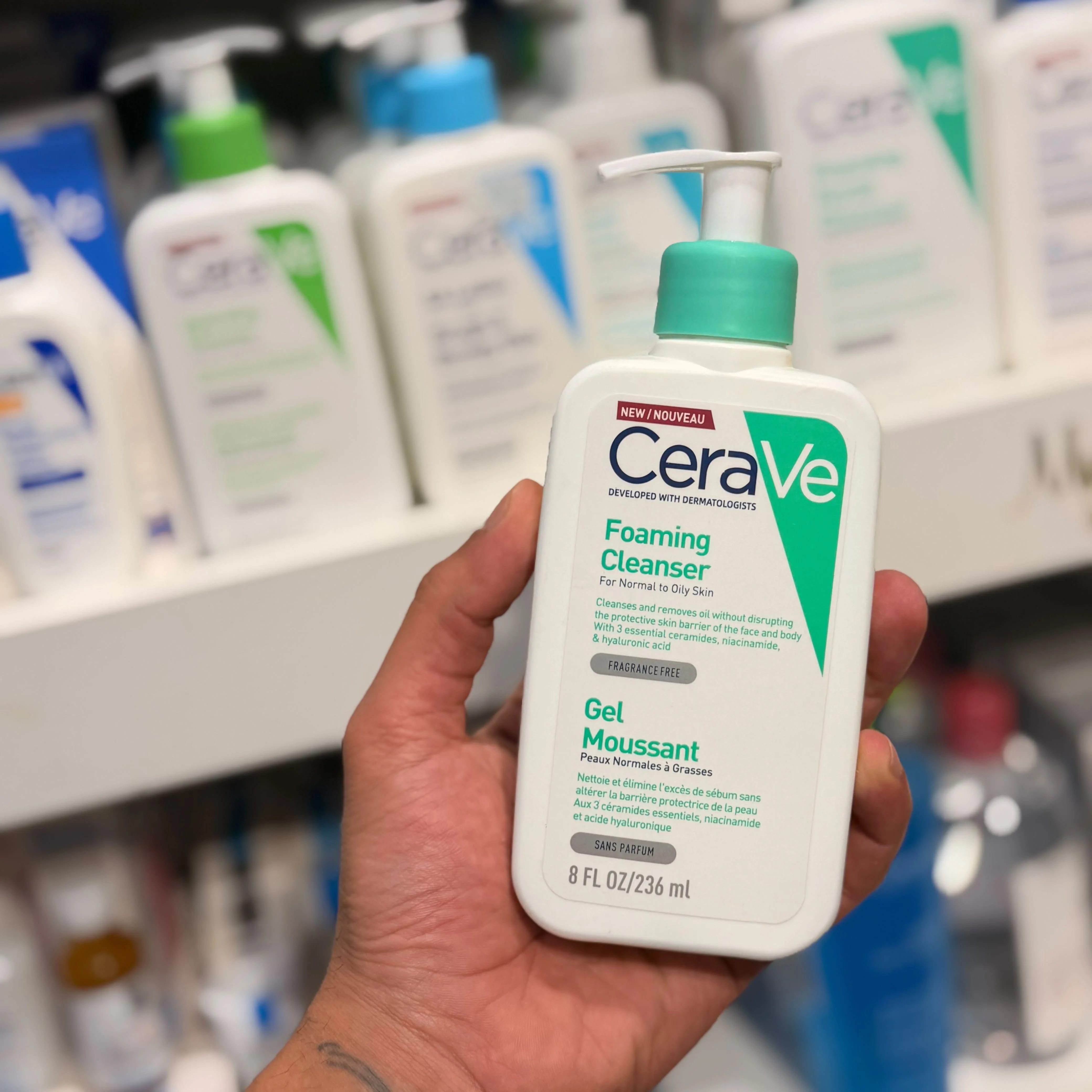 CERAVE المنظف الرغوي للوجه والجسم للبشرة العادية إلى الدهنيةغسول البشرة Cerave Foaming Gel Cleanser 236ml