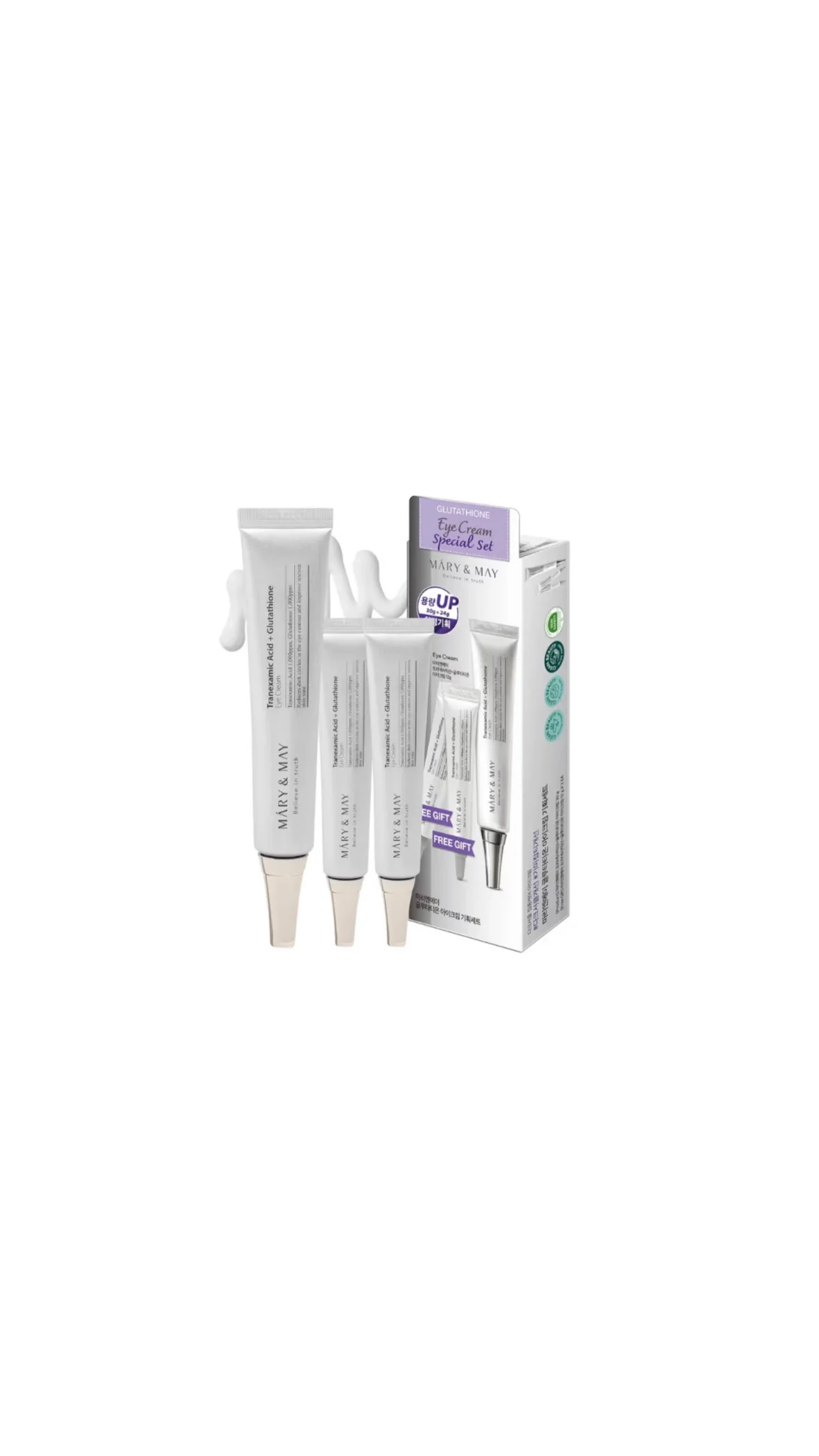 Mary&May Glutathione Eye Cream Special Set – 30g + 12g × 2مجموعة كريم العين بالغلوتاثيون من ماري آند ماي – 30 غرام + 12 غرام × 2