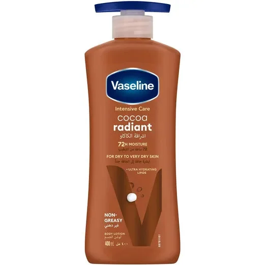 Vaseline Radiant Cocoa 400ml المرطب العميق للجسم ب الكاكاو ب الإصدار المحسن