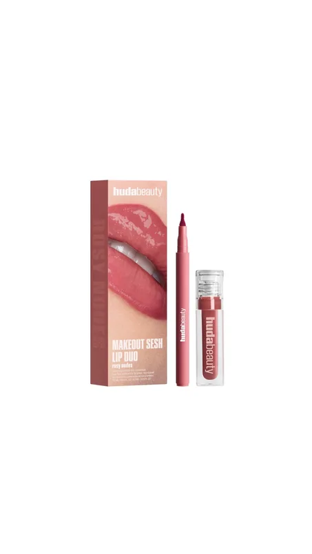 Huda Beauty Makeout Sesh Lip Duo – Rosy Nudesهودا بيوتي ميك أوت سيش ليب ديو – روزي نودا