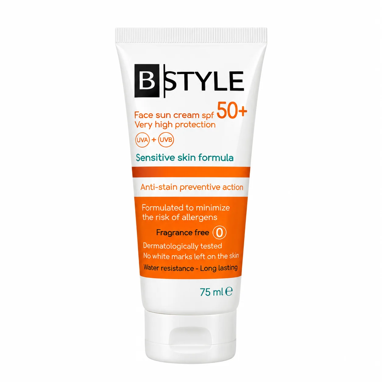 كريم بي ستايل للوجه واقي شمسي +SPF50 B Style Face Cream Sunscreen SPF 50+ – Very High Protection, 75 mlحماية عالية جدًا 75 مل