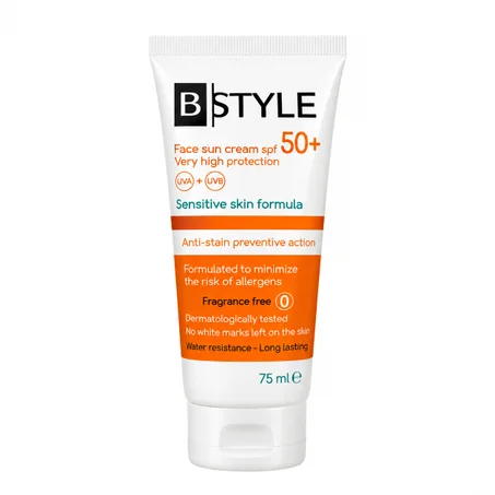 كريم بي ستايل للوجه واقي شمسي +SPF50 B Style Face Cream Sunscreen SPF 50+ – Very High Protection, 75 mlحماية عالية جدًا 75 مل