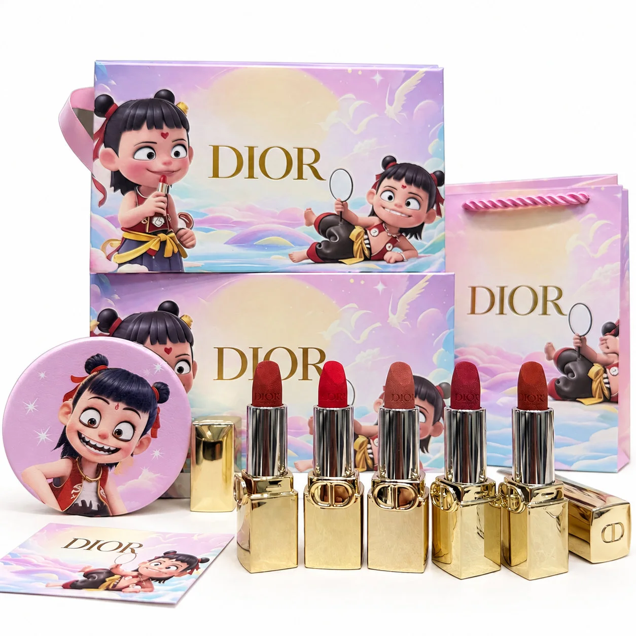Dior 5-Piece Limited Edition Lipstick Set featuring iconic shadesمجموعة أحمر شفاه ديور محدودة الإصدار مكونة من 5 قطع