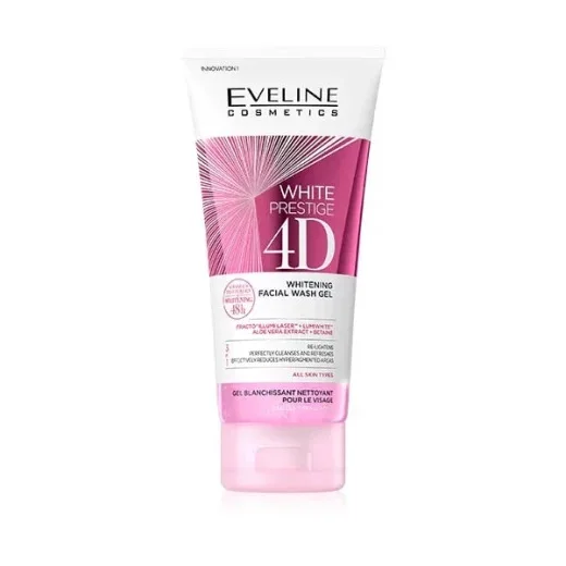 Eveline White Prestige 4D Whitening Facial Wash Gel 200 ml for Brighter and Radiant Skinجل غسول الوجه المفتح 