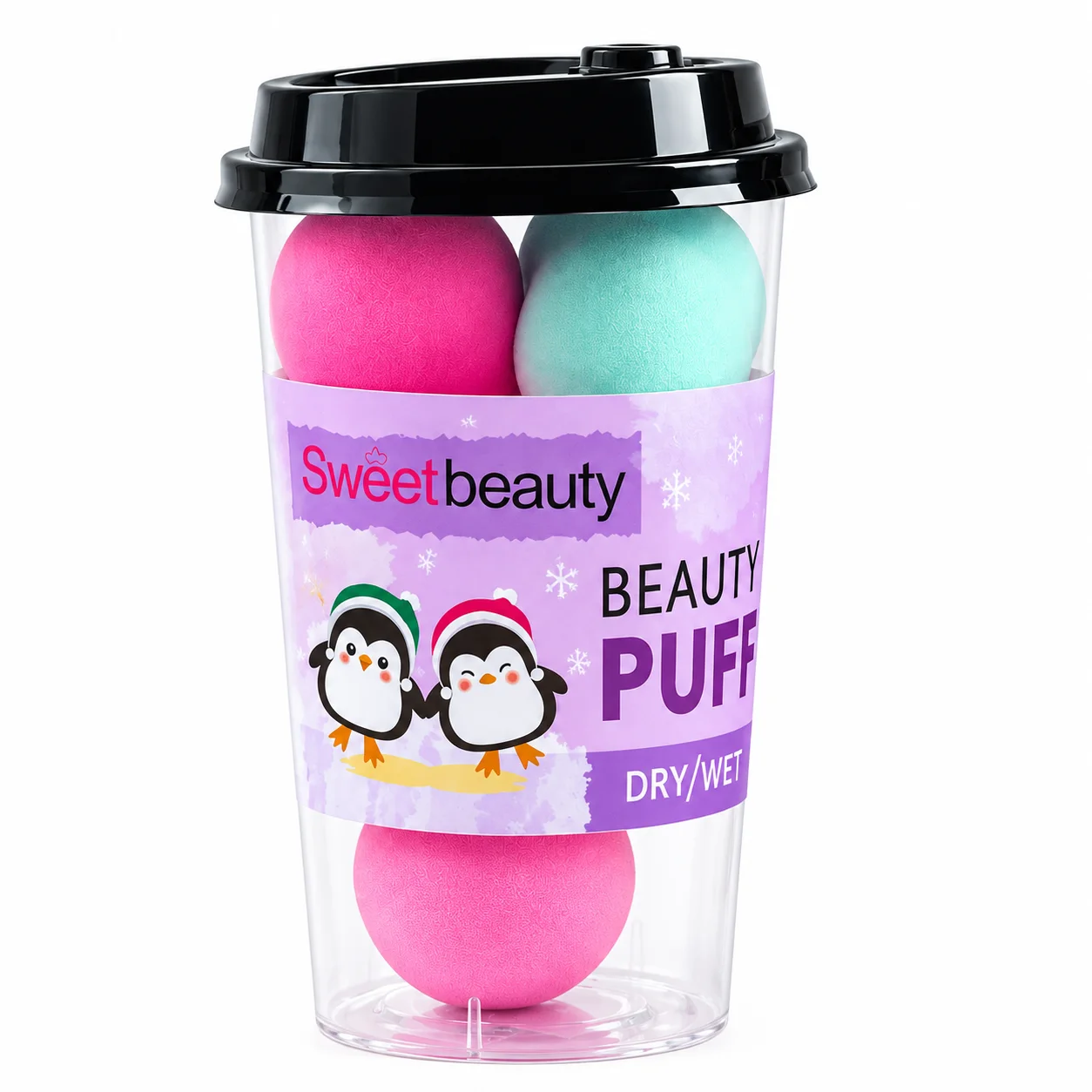 Sweet Beauty Beauty Puff (4 Pcs, 1 Box): Versatile Puffs for Dry and Wet Makeup Applicationإسفنجة التجميل 