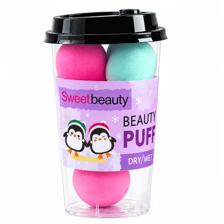 Sweet Beauty Beauty Puff (4 Pcs, 1 Box): Versatile Puffs for Dry and Wet Makeup Applicationإسفنجة التجميل 
