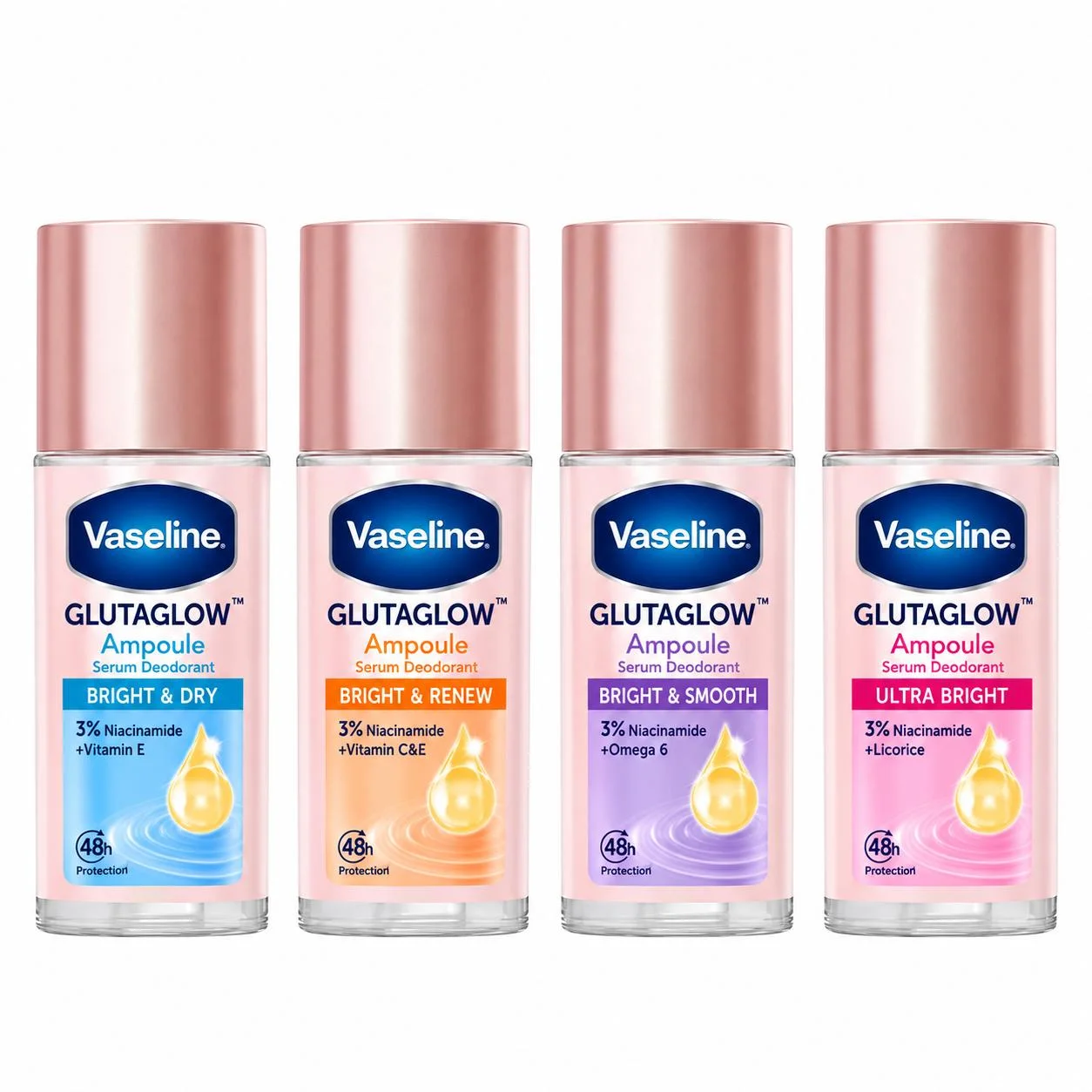 جلوتا جلو برايت آند دراي سيروم مزيل للعرق يدوم 48 ساعه Vaseline GlutaGlow Bright and Dry Serum Deodorant 48H 45ml