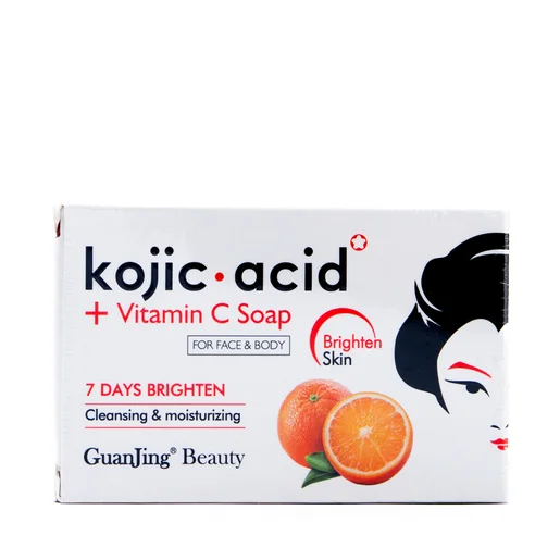GuanJing Beauty Kojic Acid + Vitamin C Soap for Face & Body (7 Days Brighten) – غوانجينغ بيوتي، صابون بحمض الكوجيك وفيتامين سي للوجه والجسم (تفتيح خلال 7 أيام)