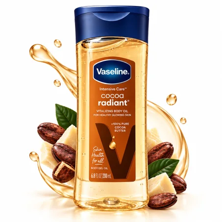 Vaseline Intensive Care Cocoa Radiant Vitalizing Body Oil – 200ml فازلين إنتنسيف كير كاكاو راديانت – زيت الجسم المغذي 200 مل