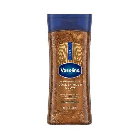 جل زيت فازلين للجسم بريق الساعة الذهبية بزبدة الكاكاو والفانيليا Vaseline Intensive Care Golden Hour Glow Glazed and Glisten Gel Oil