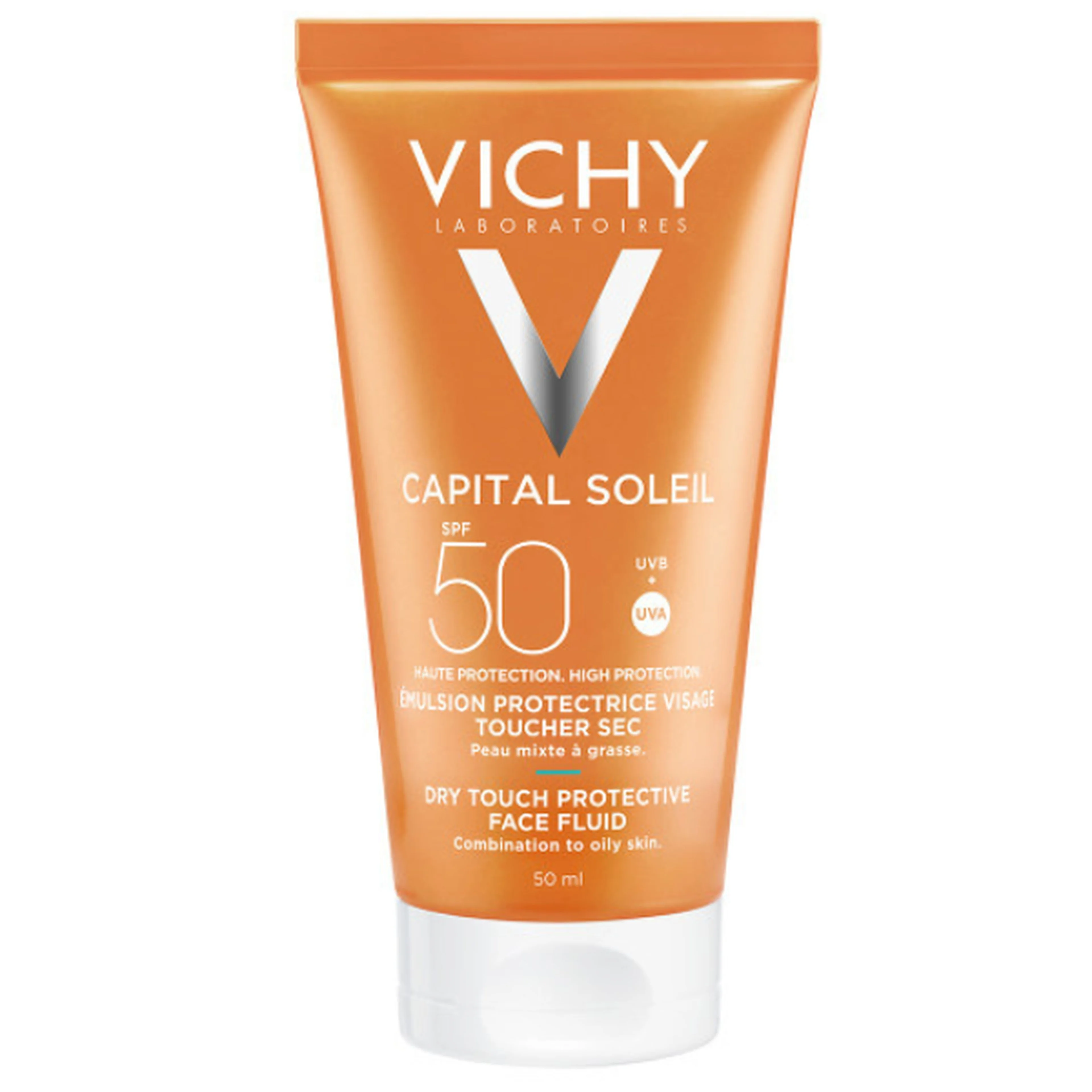 Vichy Vichy Capital Soleil Velvet Face Protective Cream SPF 50+, 50 mlكريم الوجه الواقي المخملي من كابيتال سولاي بعامل حماية من الشمس 50+، 50 مل