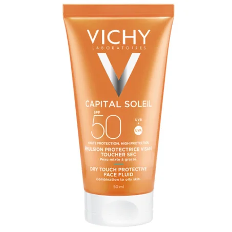 Vichy Vichy Capital Soleil Velvet Face Protective Cream SPF 50+, 50 mlكريم الوجه الواقي المخملي من كابيتال سولاي بعامل حماية من الشمس 50+، 50 مل