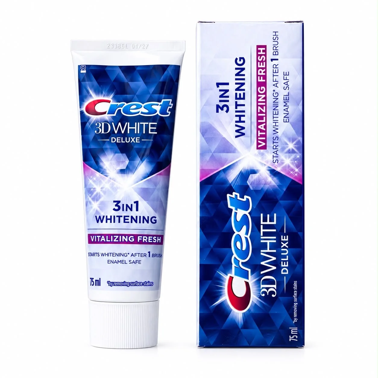 Crest 3D White Deluxe Freshness Toothpaste – 75ml كرست معجون أسنان بياض ثري دي ديلوكس إنتعاش الحياة 75 مل