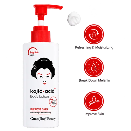 GuanJing Beauty Kojic Acid Body Lotion (Brighten Skin – 7 Days Quick Whitening)غوانجينغ بيوتي - لوشن الجسم بحمض الكوجيك للتفتيح