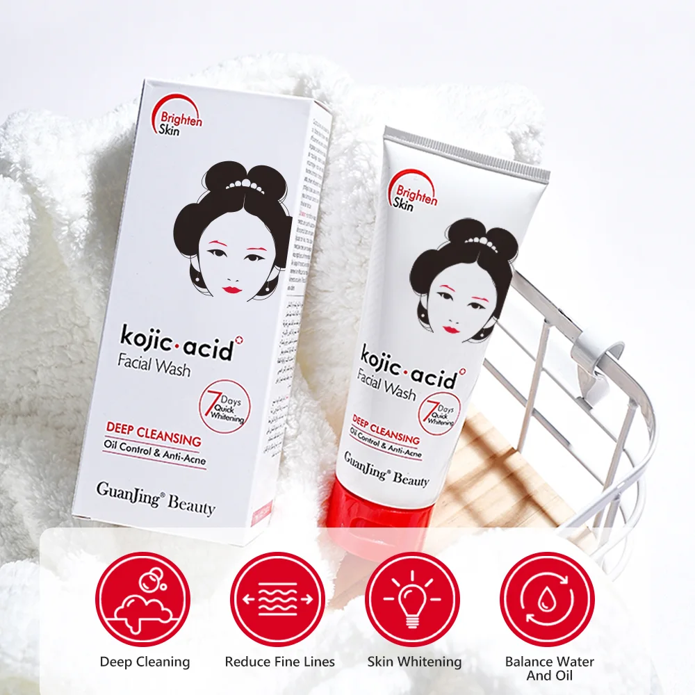 GuanJing Beauty Kojic Acid Facial Wash (7 Days Quick Whitening – Deep Cleansing, Oil Control & Anti-Acne) – غوانجينغ بيوتي، غسول للوجه بحمض الكوجيك (تفتيح سريع خلال 7 أيام - تنظيف عميق وتحكم 