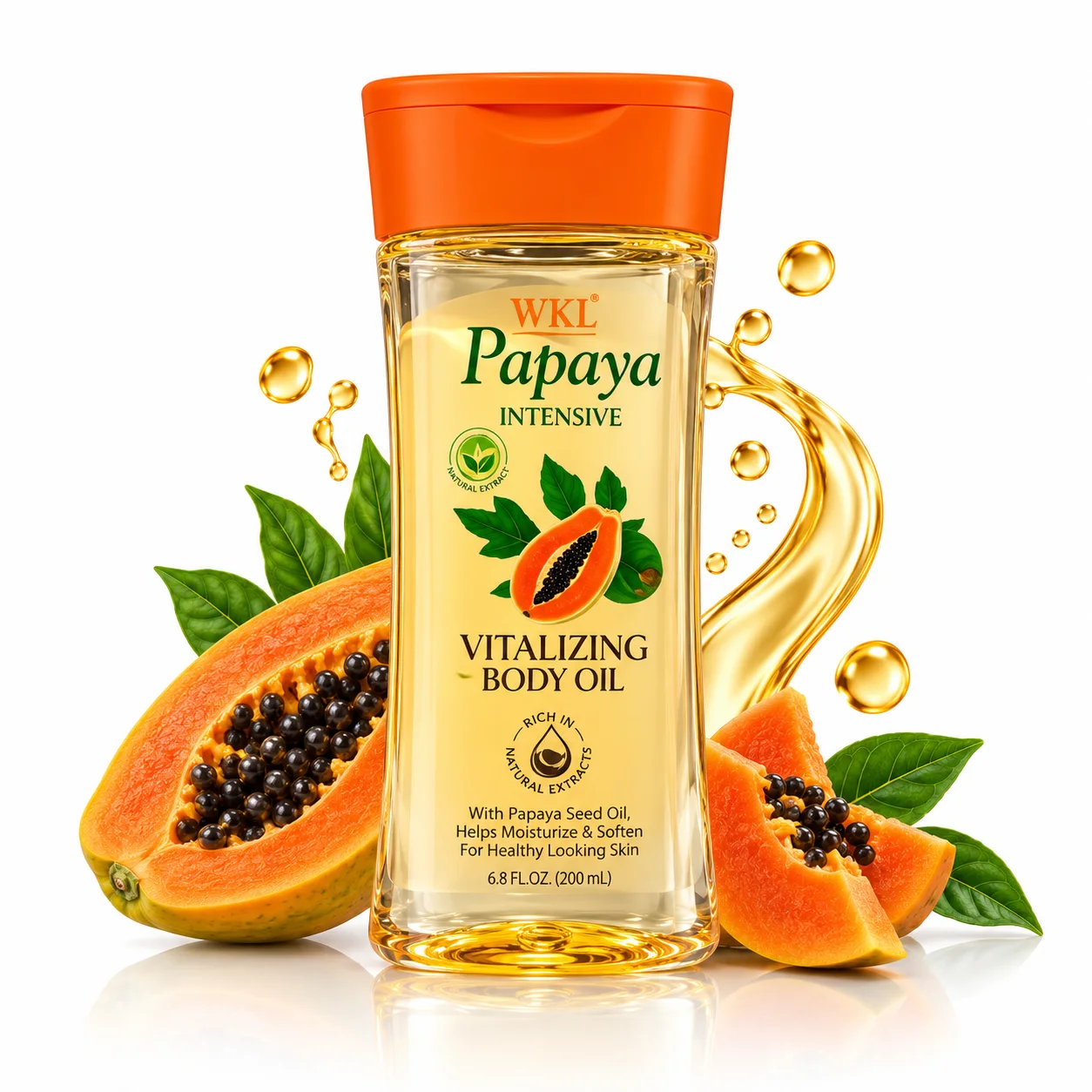 WKL Papaya Intensive Vitalizing Body Oil 200ml زيت الجسم المنعش المكثف بالبابايا WKL – 200 مل