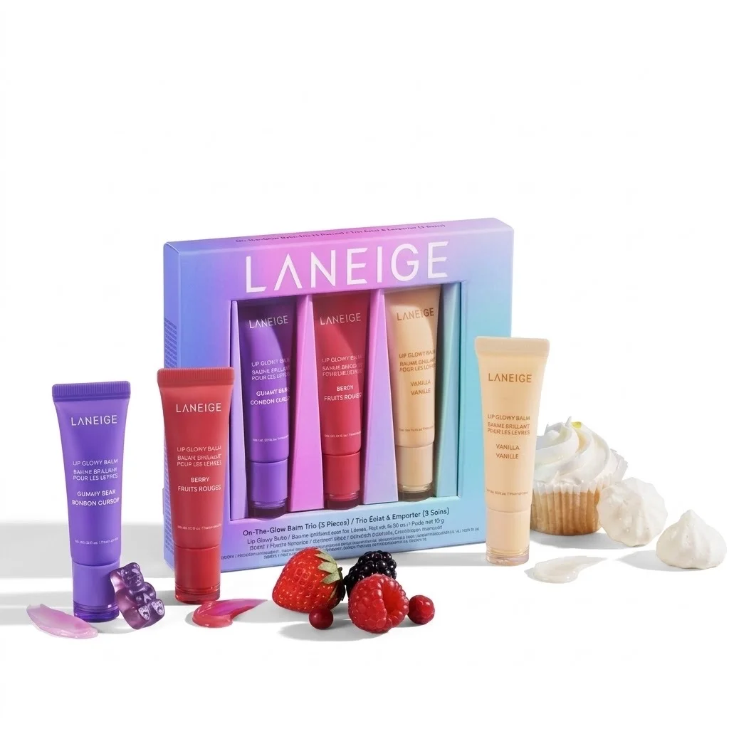 LANEIGE On-The-Glow Balm Trioمجموعة مرطب شفاه  On-The-Glow الثلاثية من LANEIGE