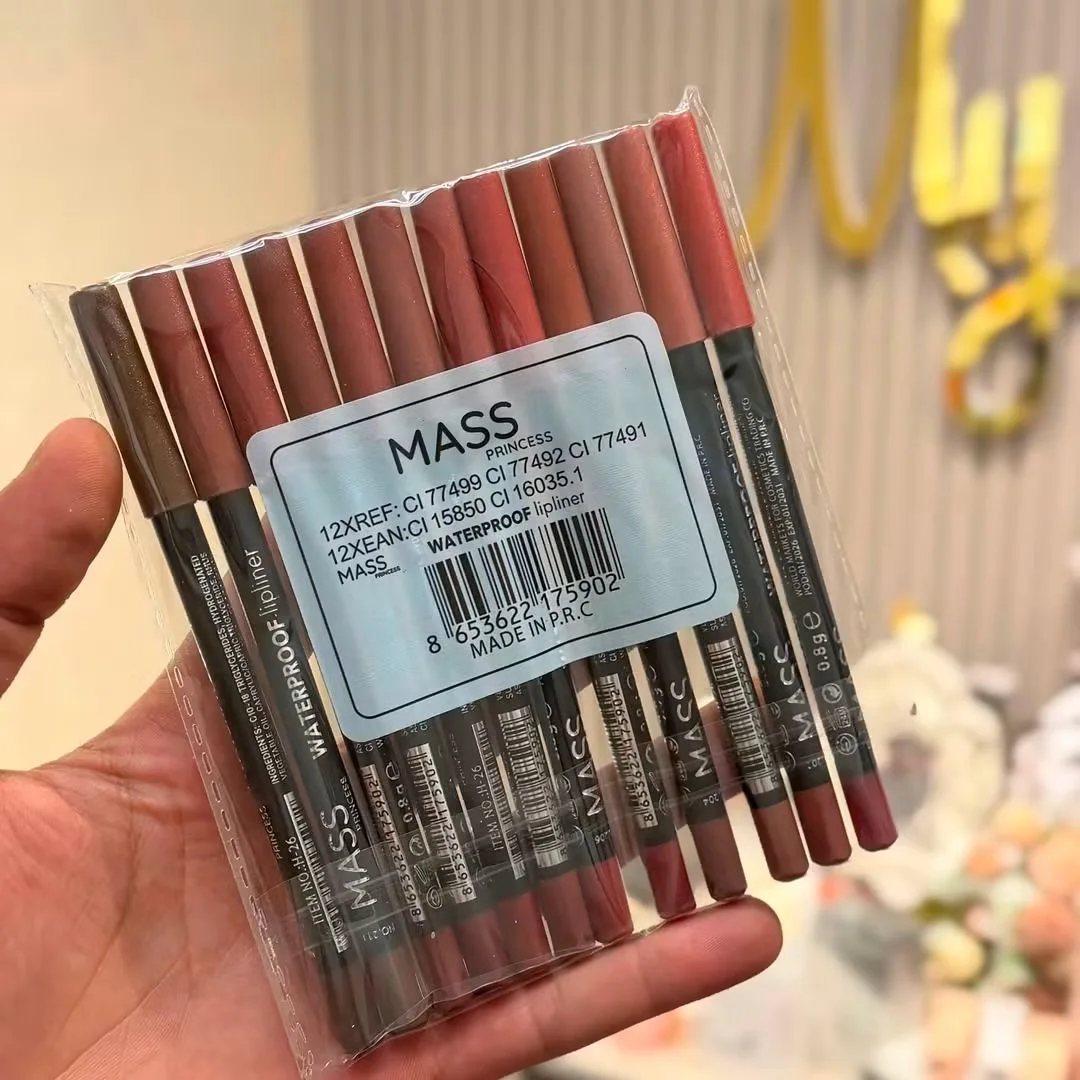 Mass Princess Waterproof Lip Liner Setمجموعة محدد شفاه مقاوم للماء من ماس برينسيس