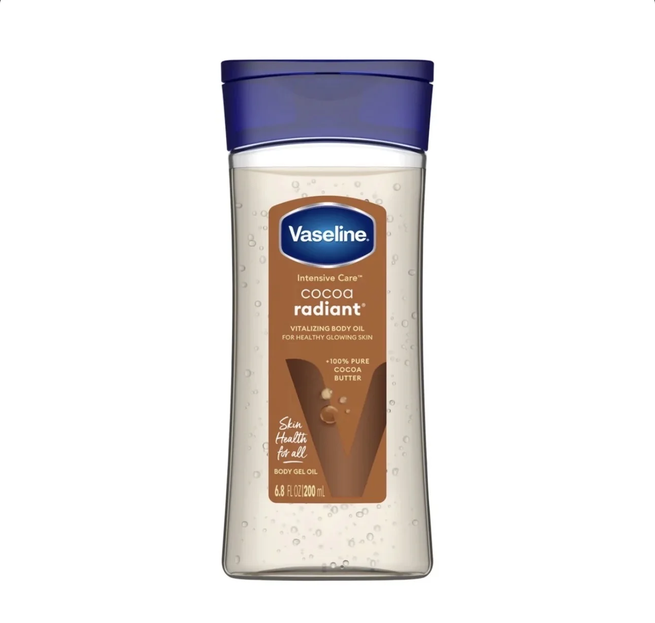 جل زيت الجسم فازلين إنتنسيف كير كوكوا راديانت بزبدة الكاكاو النقية. Vaseline Intensive Care Cocoa Radiant Vitalizing Body Gel Oil