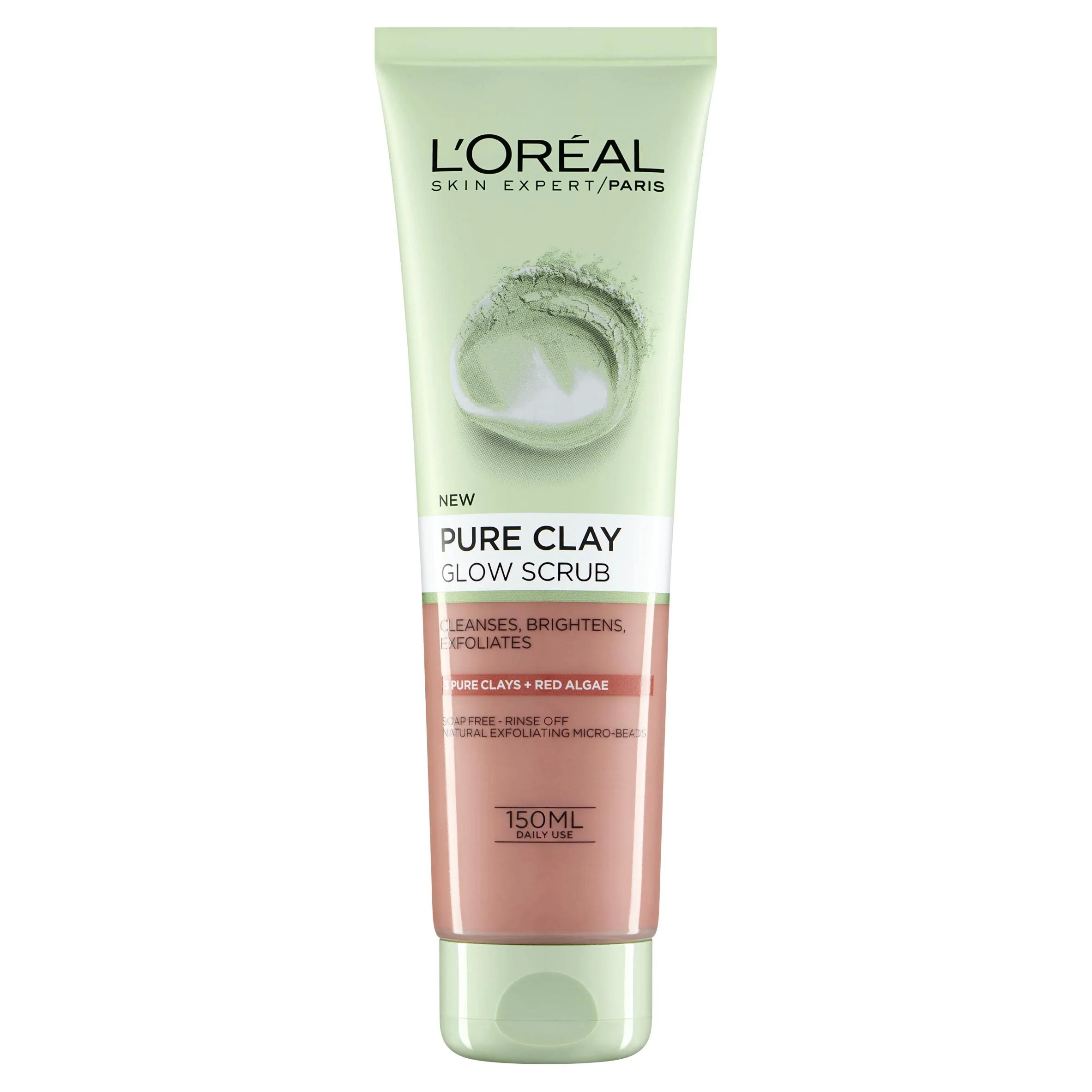 Loreal Paris Pure Clay Glow Scruمنظف الطين النقي لتنقية البشرة وإضفاء مظهر مطفي