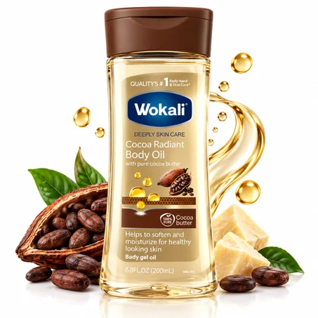Wokali Cocoa Radiant Body Oil 200ml زيت الجسم ووكلّي بالككاو لإشراقة البشرة – 200 مل