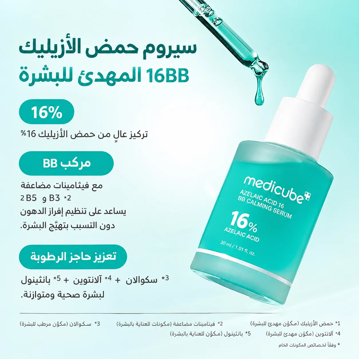 سيروم ميديكوب المهدئ بحمض الأزيليك 16 بي بي، 30 مل Medicube Azelaic Acid 16% Soothing Serum –30ml