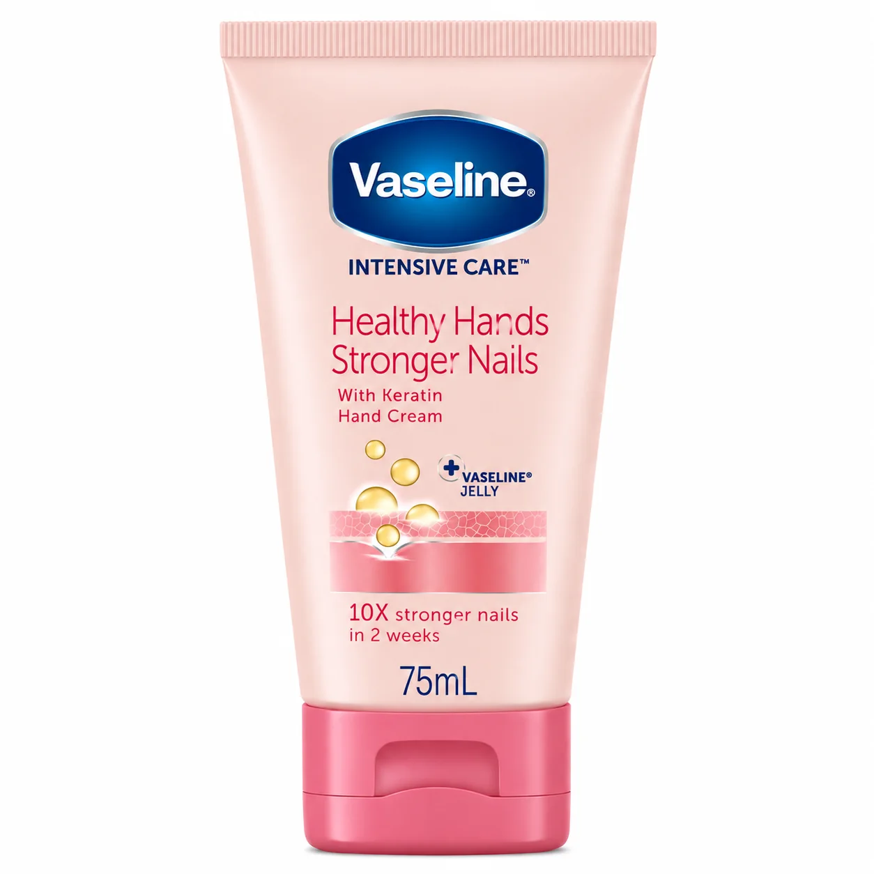 كريم اليدين والأظافر فازلين إنتنسيف كير بالكيراتين (حجم 75 مل)  Vaseline Intensive Care Healthy Hands & Stronger Nails Hand Cream with Keratin (75ml)