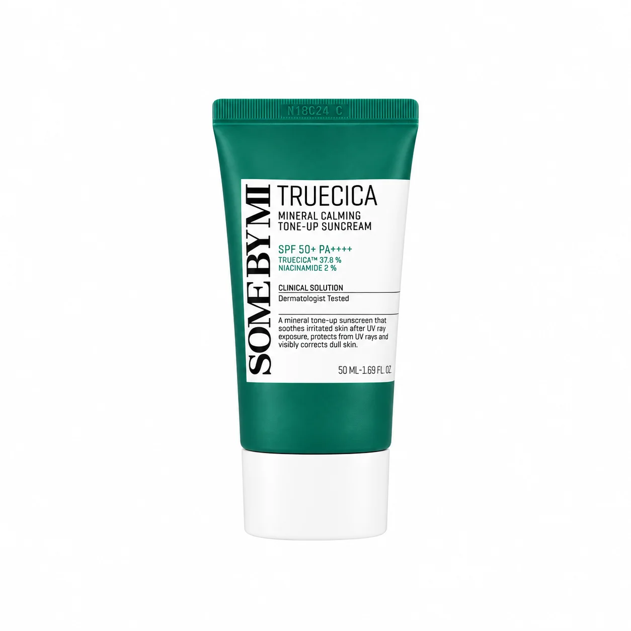 واقي الشمس المعدني المهدئ من علامة Some By Mi (موديل Truecica Mineral Calming Tone-Up Suncream SPF50+ PA++++) بحجم 50 مل