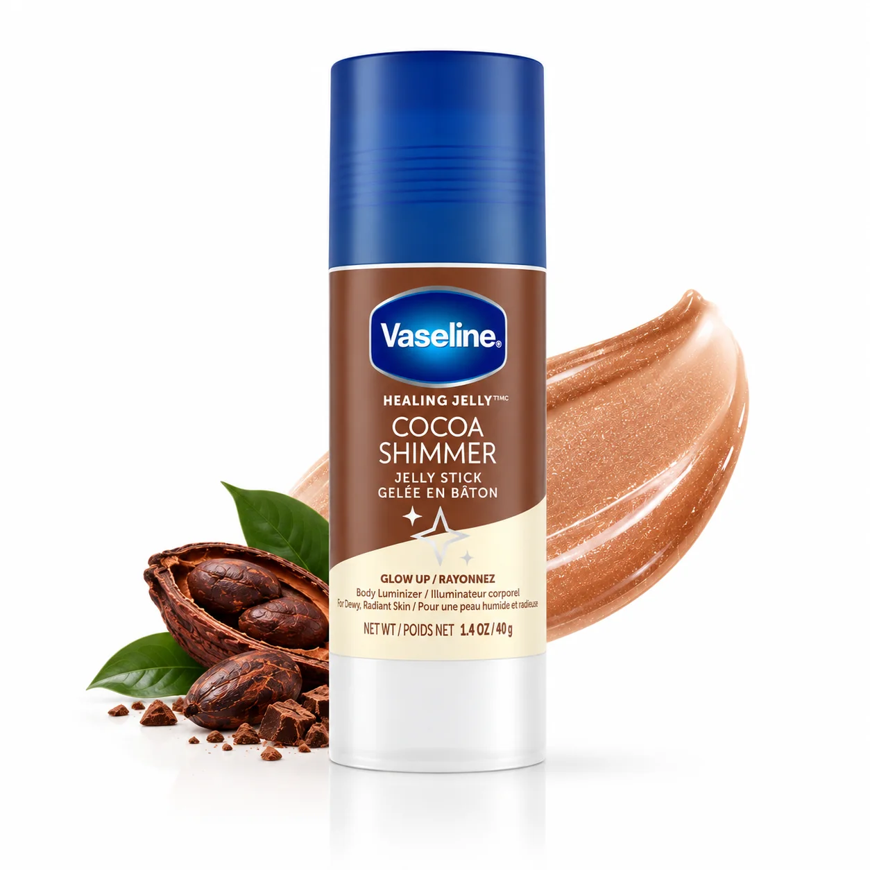 Vaseline Healing Jelly Cocoa Shimmer Jelly Stick – 40g فازلين هيلينغ جيلي كاكاو شيمر – ستيك جل للجسم 40 غ