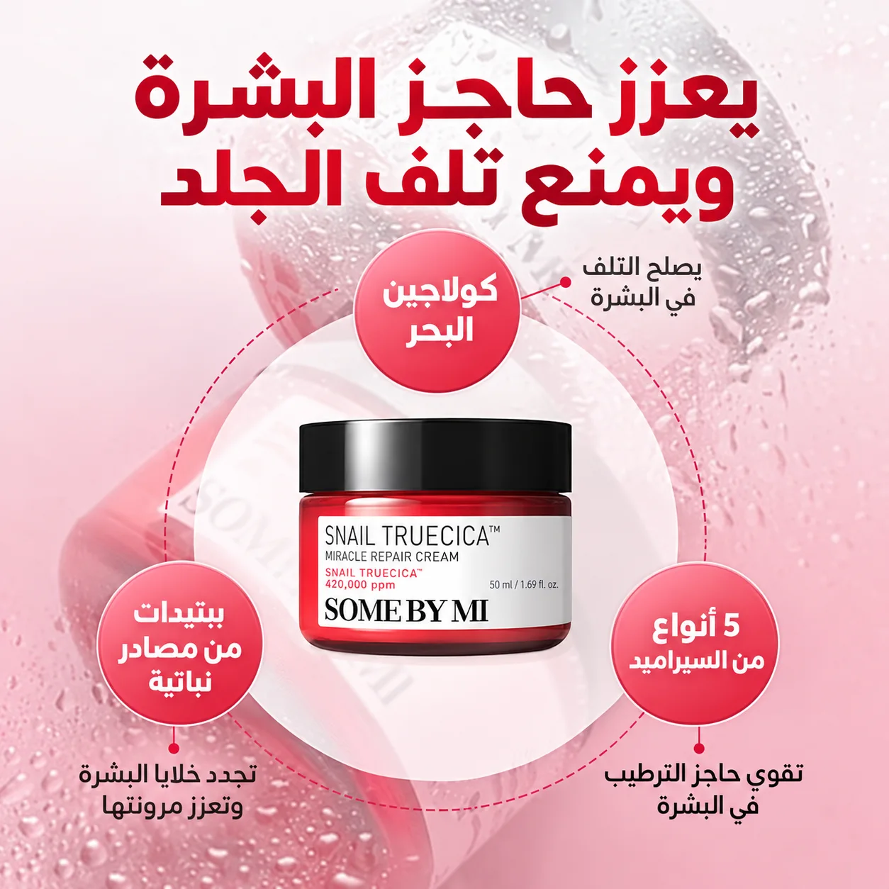 كريم اصلاح البشرة سنايل تروسيكا ميراكل من سوم باي مي - 60 جم  Some By Mi Snail Truecica Miracle Repair Cream – 60gكريم اصلاح البشرة سنايل تروسيكا ميراكل من سوم باي مي - 60 جم