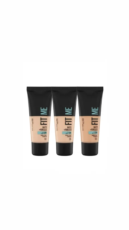 Maybelline Fit Me Matte + Poreless Foundation  كريم أساس ميبلين فت مي (مات + بورلس)