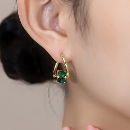 Boucles d'oreilles en cristal vert mode