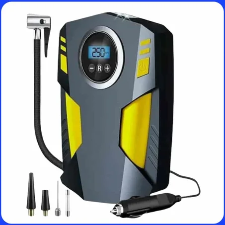 Compresseur d’air portable 12V pour voiture – Gonfleur de pneus avec lumière LED