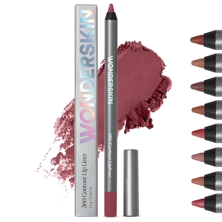 Wonderskin Lápiz delineador de labios - Delineador de labios contorneador 360, duradero, lápiz de labios afilable, impermeable y a prueba de transferencia, delineador de labios desnudo (Morad