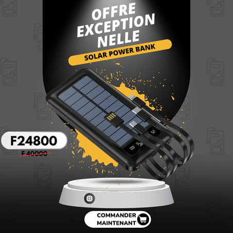 🇬🇦 🔥Banque d'énergie solaire portable haute capacité 20000mAh 🔥