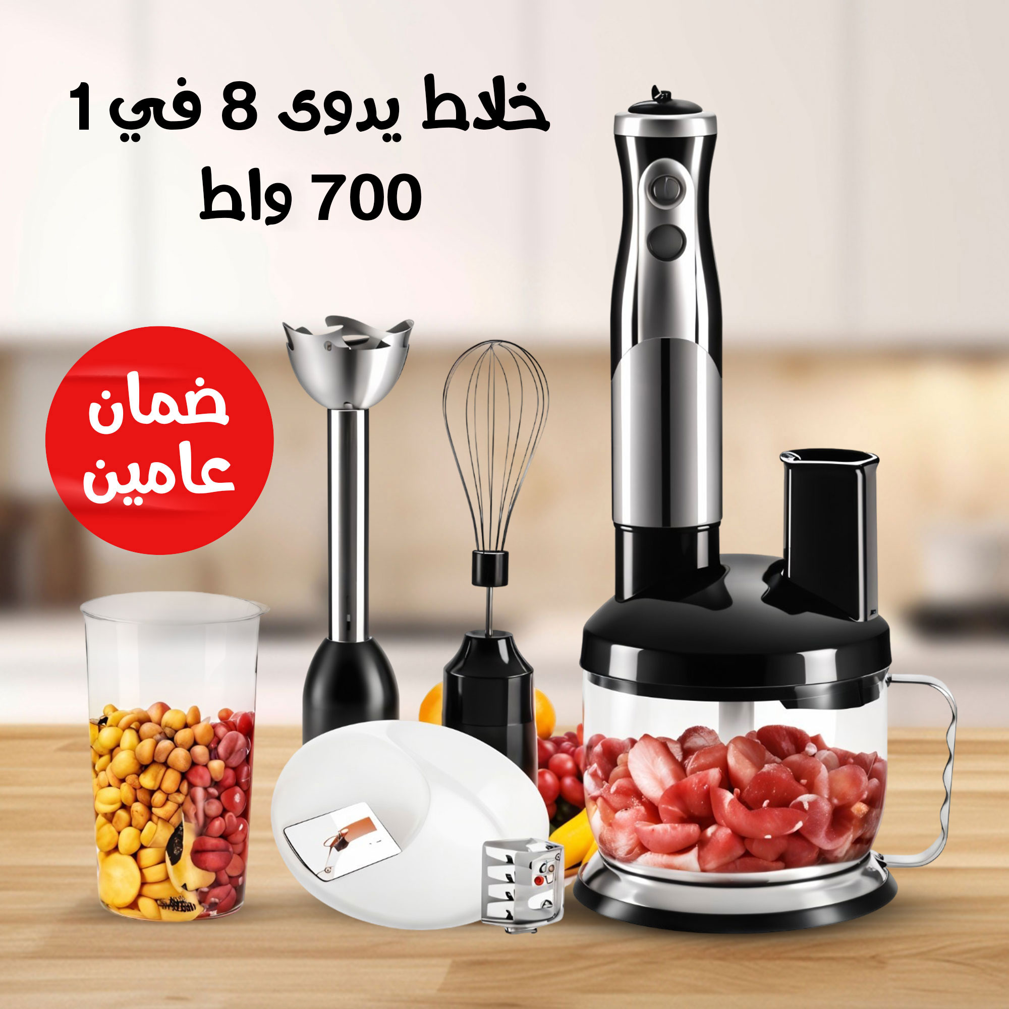 خلاط يدوى 8*1 800 واط بضمان عامين