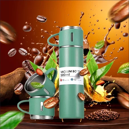 حافظة حرارية بفنجان ( اللون الأخضر )