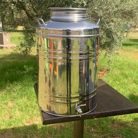 حاوية INOX لتخزين زيت الزيتون والسوائل الغذائية مصنوعة من الفولاذ المقاوم للصدأ 18/10 – Aisi 304