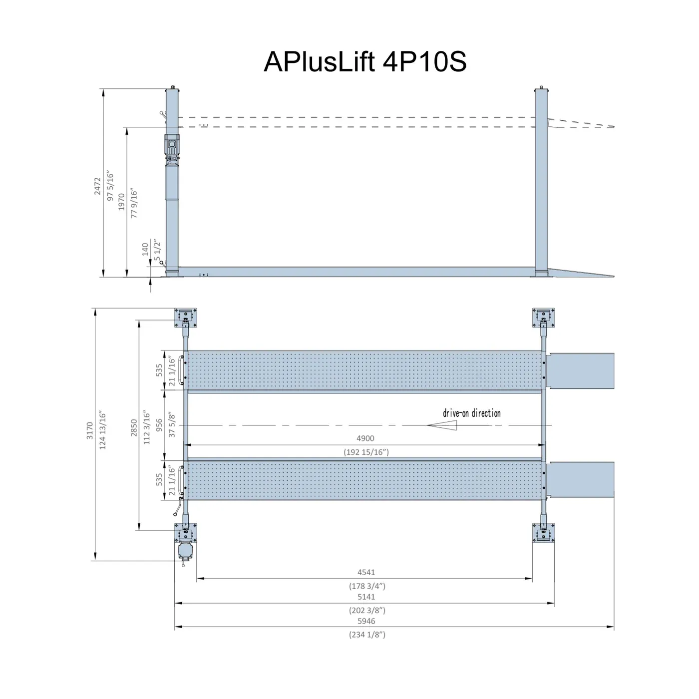 APlusLift 10,000LB 4-Post Portable Parking Storage Service Car Lift - HW-4P10S
