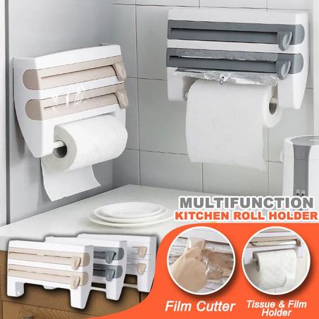 Distributeur de papier d'aluminium et coupe-papier, 4 en 1 et support de rangement multifonctionnel