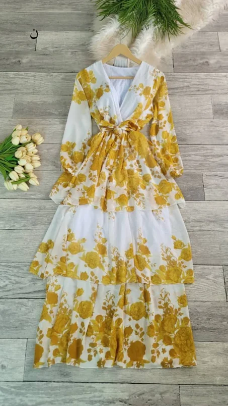 فستان   نسائي يتميز ب:🌼قماش شيفون منقوش السعر 17500 ريال يمني عدن