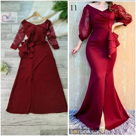 فستان نسائي طويل موديل راقي صدر كسرات كم تطريز ترتر على قبضه السعر 15000* ريال يمني عدن ⚡