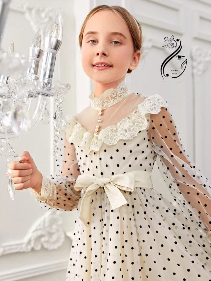 فستان بناتي تل منقط مع حزام بشكل خرافي المقاس من سن 8 سنوات الأ 12 سنة والسعر 25000  ريال يمني