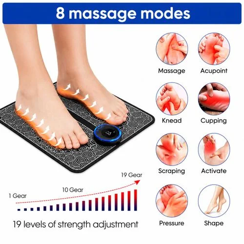 Appareil de Massage des Pieds WLX Factory 8 Niveaux de Force Dégradée 240 mAh 6 Modes Tapis Coussin de Massage des Pieds EMS