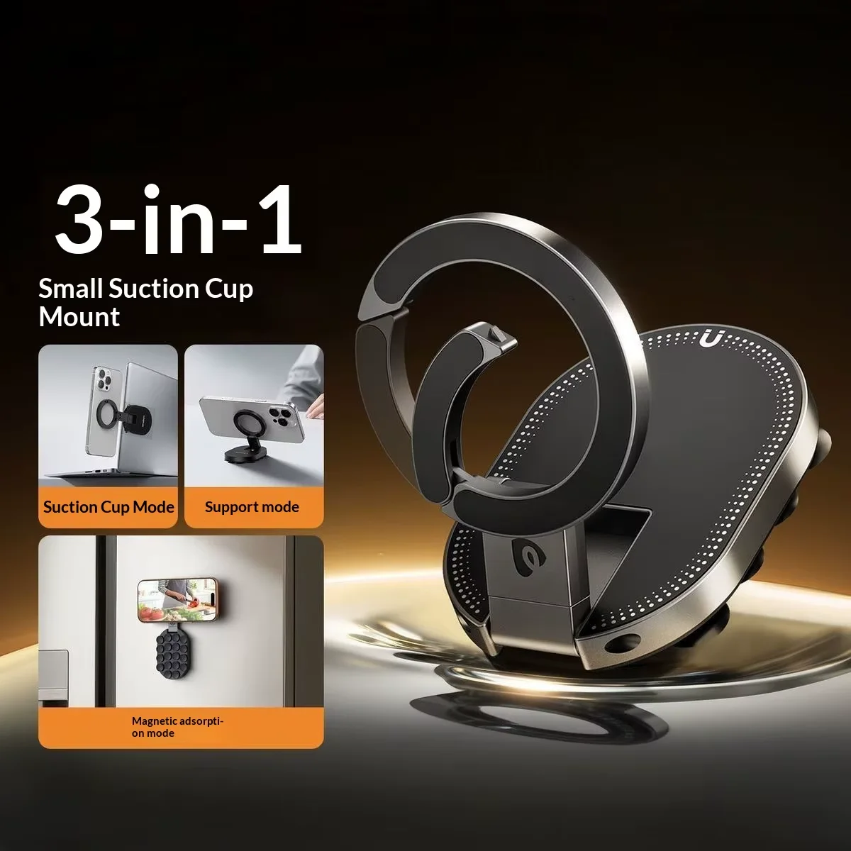 Support magnétique pour téléphone 3 en 1 avec rotation à 360°