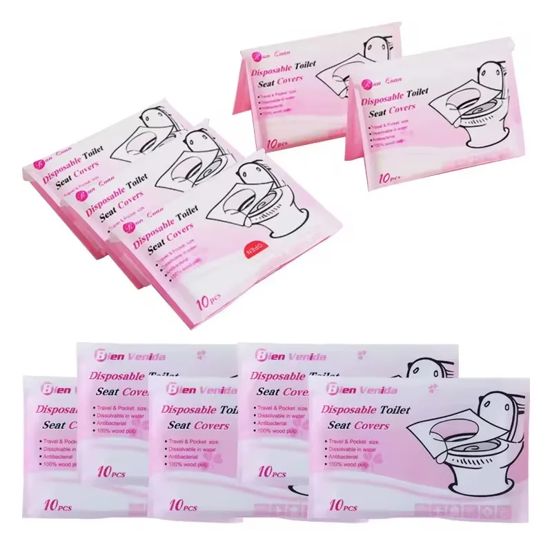 Couvre-Sièges de Toilette Jetables   | Pack de 10 | Double Couche Ultra-Douce