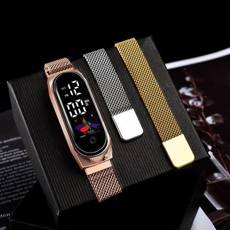 Montre numérique LED de sport de luxe  pour Hommes pour  femmes montre-bracelet électronique étanche à écran tactile à bande magnétique en vente