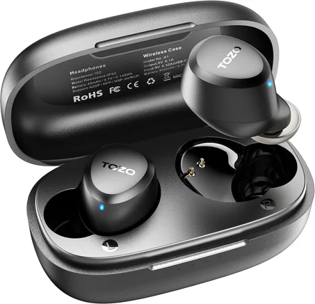 TOZO A1 Wireless Earbuds Bluetooth 5.3 Light Weight in Ear IPX5 Waterproof Headphones 2 Mic for AI Calls, Immersive Premium Sound Bass Headset with Charging Case, 32 Presets EQ Customization 