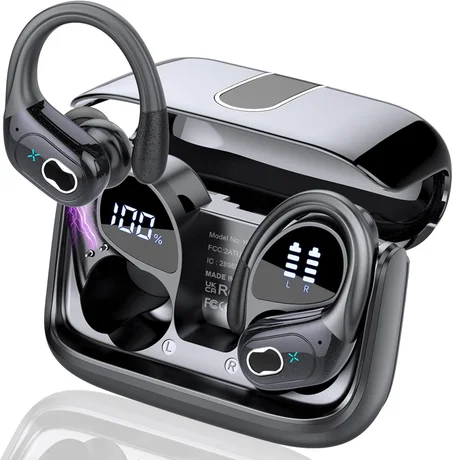 Wireless Earbuds 75hrs Bluetooth 5.4 Headphone Sport, 2025 Bluetooth Earbuds Stereo Deep Bass Over Ear Bud with Earhooks, ENC Noise Cancelling Mic, IPX7 Waterproof