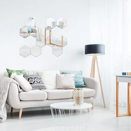 Miroirs Stickers Géométriques ZeynShop – Décoration Moderne pour Salon et Entrée